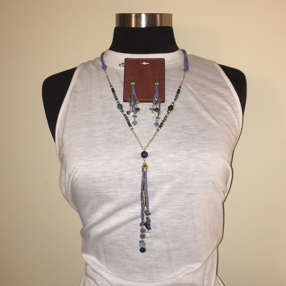 Simply Noelle Leather/Bead Necklace & Earring Set